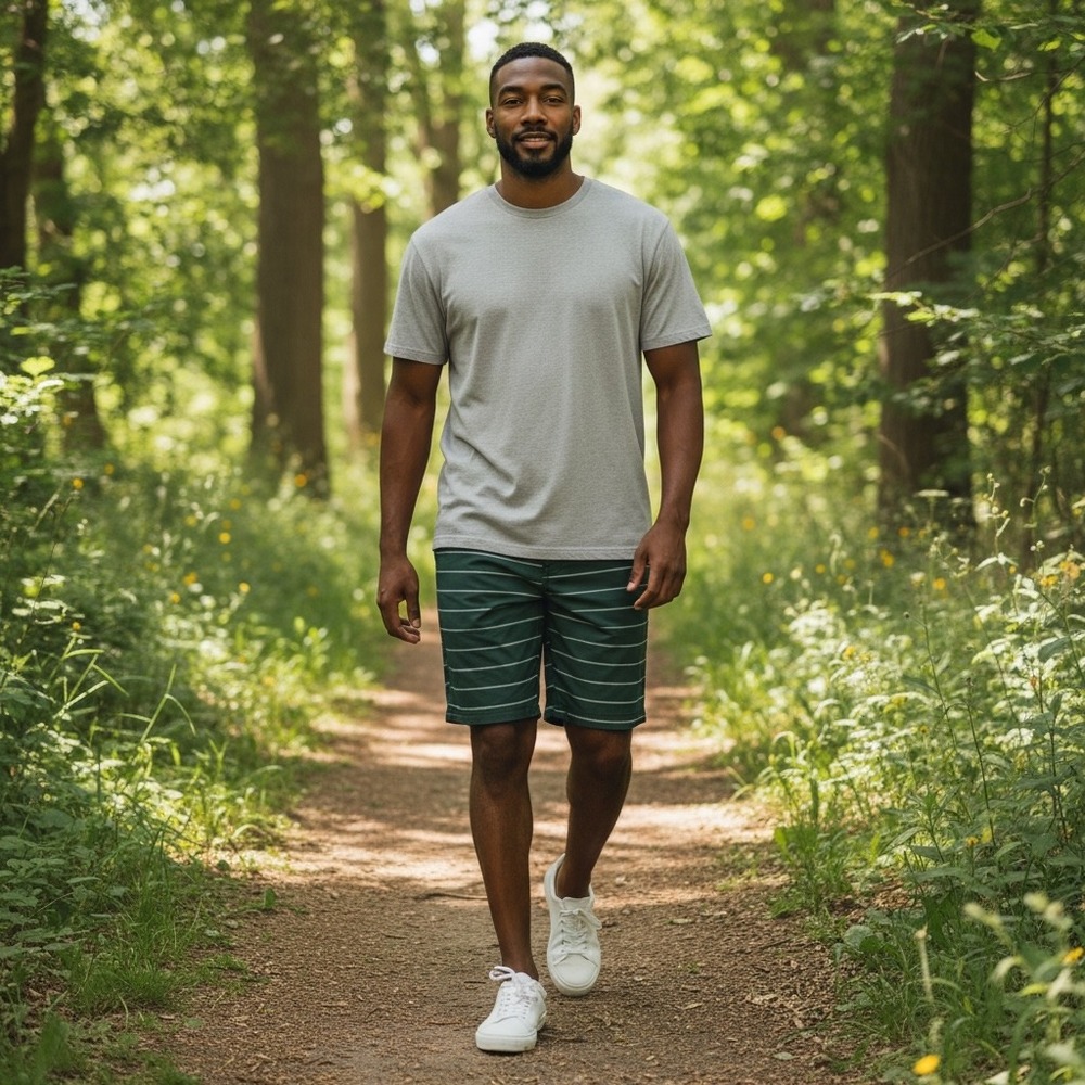 Lululemon Mens‎ Commission Short 7.5 Forest Green Striped Chino Shorts Size 34